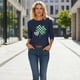 thumbnail image 5 of TaTaai Women Crew Neck 3/4 Sleeve St. Patrick's Print Black Loose Top Casual T-Shirt Ladies Spring Gathering Wear Lightweight Breathable Non-See-Through No Fading Top Gift, 5 of 7