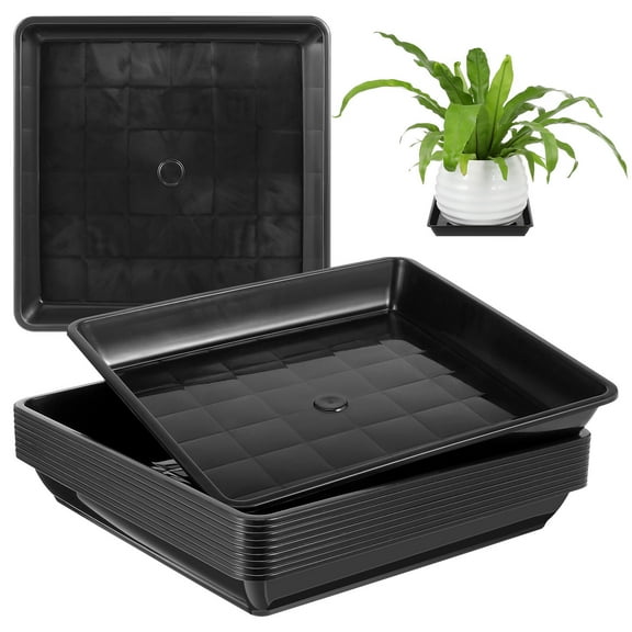 HEATSHAKING 10Pcs Durable Resin Tray Square for Plants with Hole in Container 7.1x7.1x1In