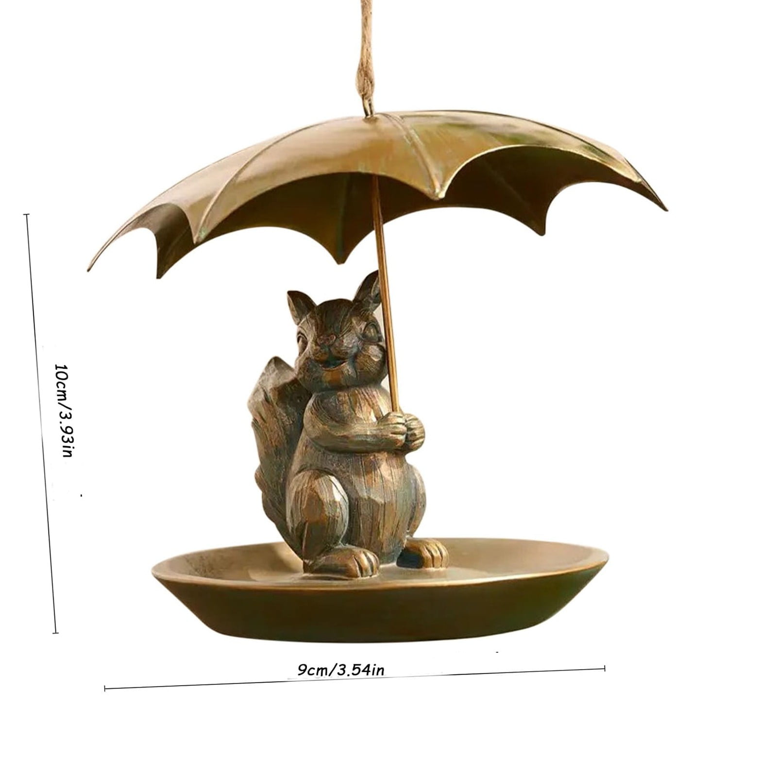 Animal And Girl And Umbrella Bird Feeder, Hummingbird Feeder Umbrella, Bird Feeders for Outdoors, Hanging Bird Feeder Set with Metal Chain Umbrella (Squirrel, Resin)