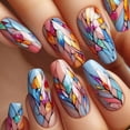 thumbnail image 1 of Uñas Postizas SXTSZJ Acrílicas Largas Coffin con Diseño Geométrico, 1 of 7