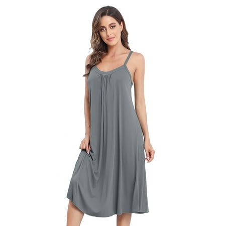 

Attraco Women s One Piece Nightdress Long Scoop Neck Modal Soft Pajamas Loungewear