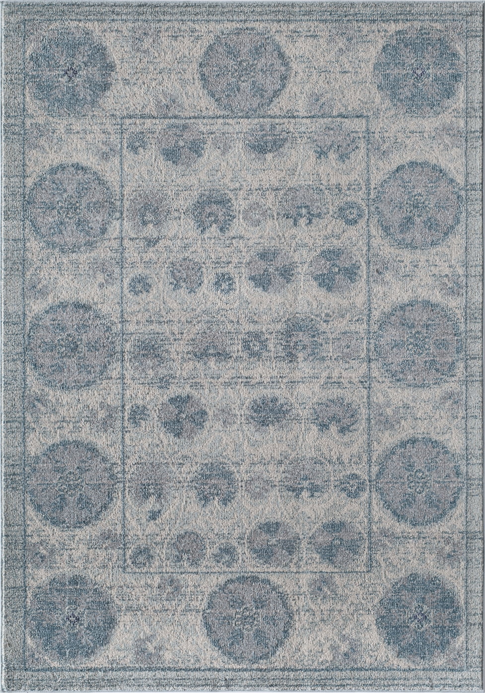 Rugs America Beverly Collection Ivory Blue BV100A Transitional Abstract Area Rug 2' x 3'