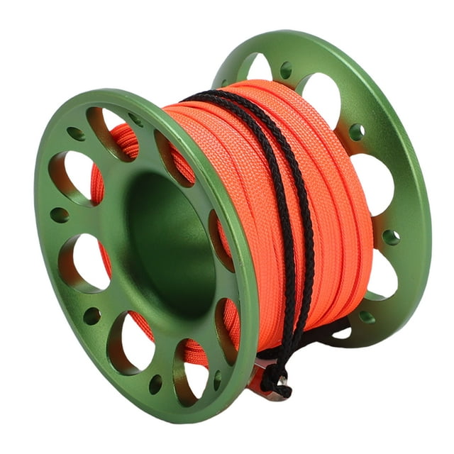 Aluminum Fishing Line Reel, Diving Spool, Diving Reel, Aluminum Marker Line Deployment with Stainless Steel Double Hook for Outdoor Boating Marine Operations