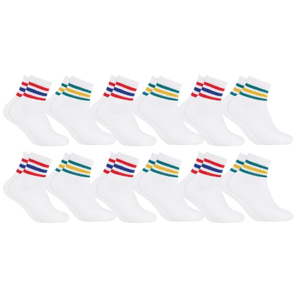 Yacht & Smith 12 Pair Mens & Womens Ankle Sports Socks by SOCKS'NBULK (White)