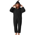thumbnail image 5 of Xinsrenus Women's Cute Fleece Hooded Jumpsuit Loose Long Sleeve Warm Loungewear Fall Winter Casual Sleepwear, 5 of 7