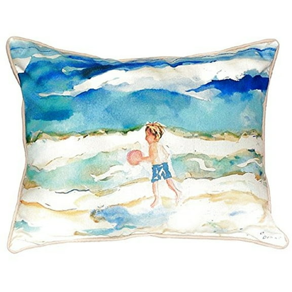 Boy and Ball Small Indoor/Outdoor Pillow 11x14