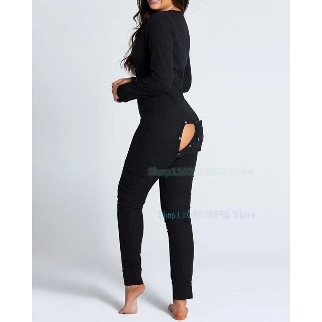 Mono de Navidad para mujer, ropa de dormir Sexy con solapa abierta en el trasero para adultos, mono, pijama Sexy de Navidad, camisón largo 2023
