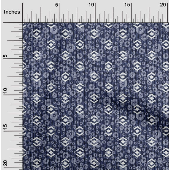 oneOone Cotton Jersey Royal Blue Fabric Floral & Geometric Sewing Craft Projects Fabric Prints By Yard 58 Inch Wide