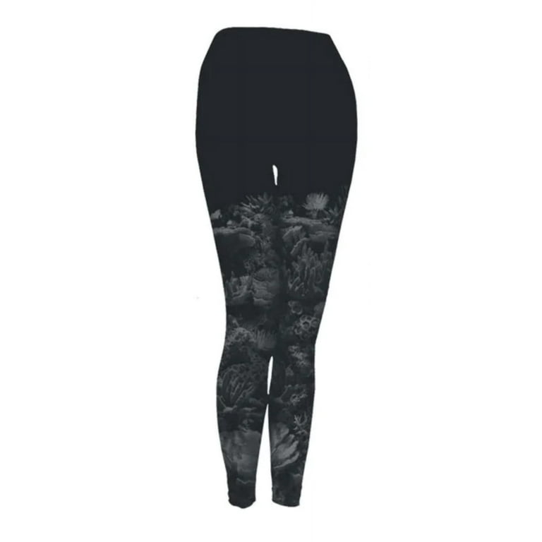 Sea Fear Black Coral Design Full Length Active Legging for Women - Quick  Drying - Quality and Comfort - 85% Polyester, 15% Spandex - Compression