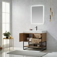 thumbnail image 3 of Vinnova Alistair 36" White Stone Top Oak Single Vanity Black Frame with Mirror, 3 of 5