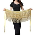 thumbnail image 3 of QATAINLAV Womens Sequin Tassel Skirt Gold, 3 of 4