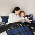 thumbnail image 5 of Feelyou Farmhouse Camping Adult Full Size Comforter Sets, Blue Plaid Bedding Sets, 3pcs, 5 of 8