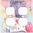 thumbnail image 2 of Metal Light Switch Wall Plate Outlet Cover (Love Friend Purple Teddy Bear Heart Pillow - Double Duplex), 2 of 2