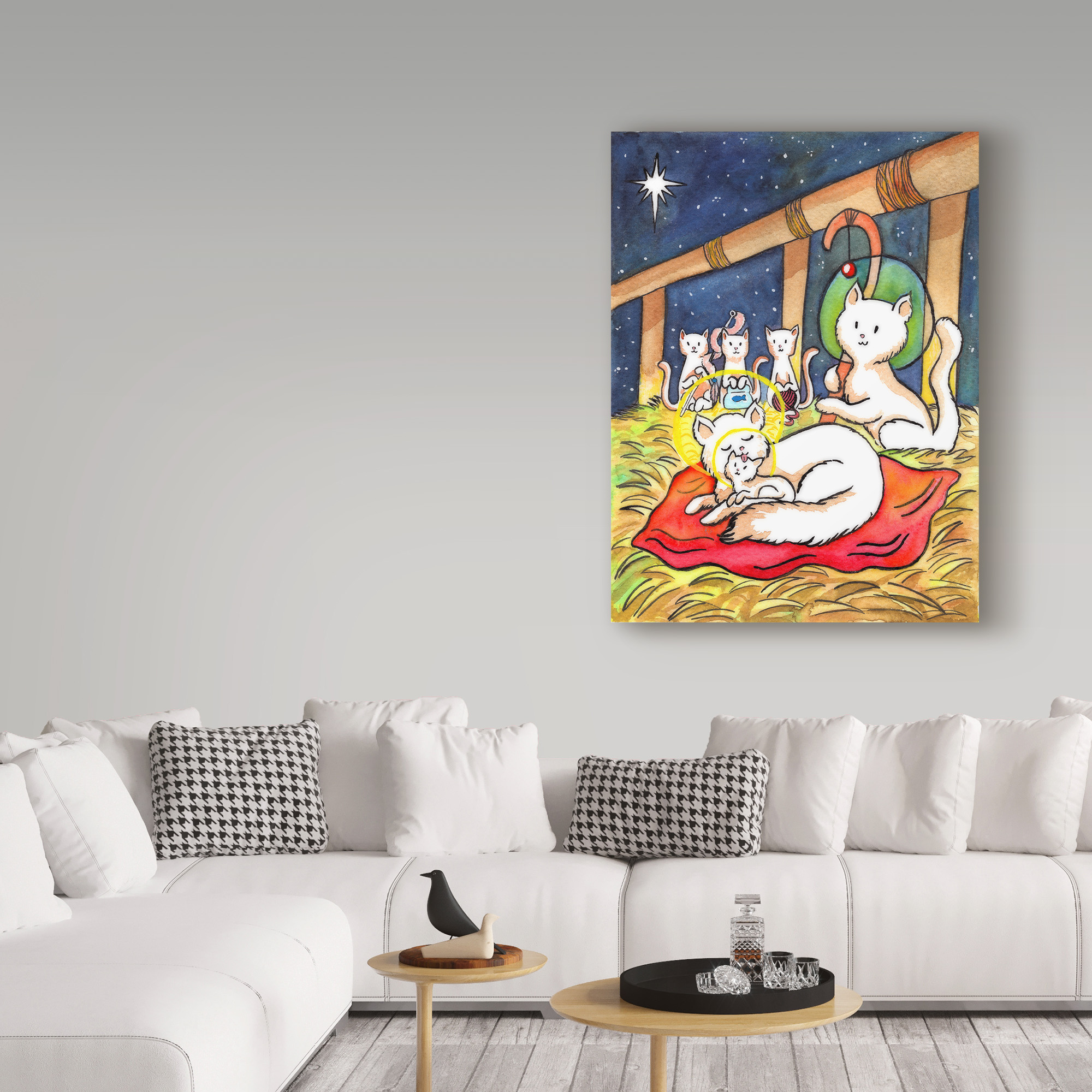 Trademark Fine Art 'Christmas Cats Night' Canvas Art by Abraal