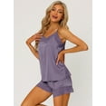 thumbnail image 2 of DARING DIVA Women's V Neck Satin Lace Trim Pajama Sets XS Gray Purple, 2 of 5
