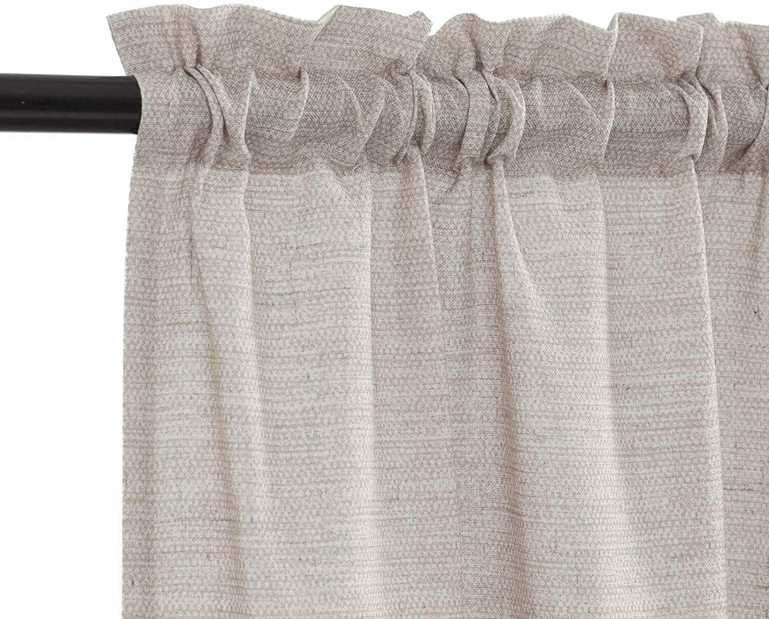 Linen Textured Short Curtains Kitchen Tiers Solid Color Cafe Drapes Rod Pocket