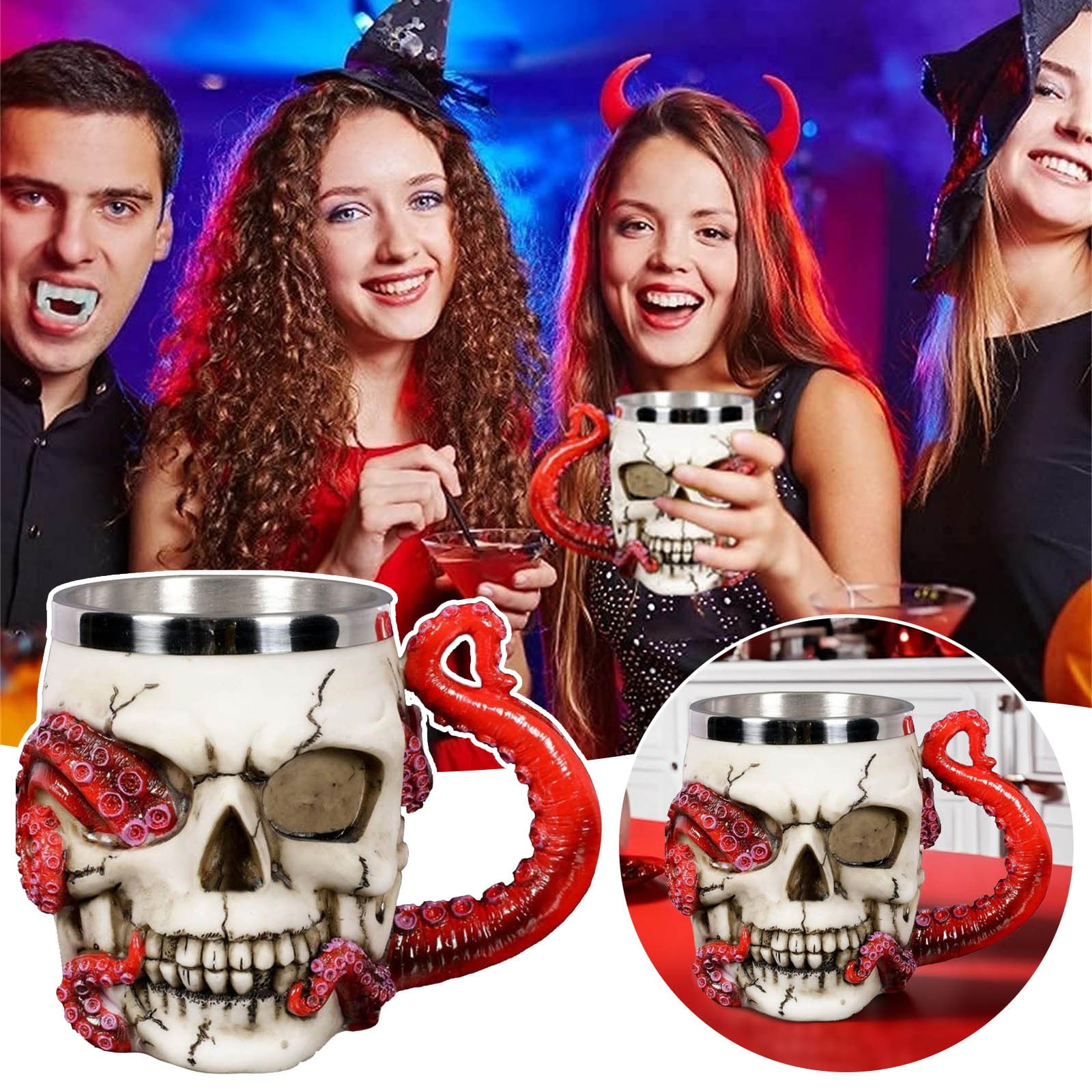 jhiwgzj 3D Design Mug With Unique Handle Stainless Steel And Resin Tankard  For And Coffee Macabre Beverage Drinking Cup For And Ossuary Themed Parties  - Walmart.ca