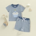 thumbnail image 2 of Boys' 2-Piece Summer Outfit 6-12 Months 12-24 Months 2t 3t 4t 5t 6t 7t Children Short Sleeve Graphic T-Shirt And Cargo Shorts Set(Light Blue,6-12 Months), 2 of 4