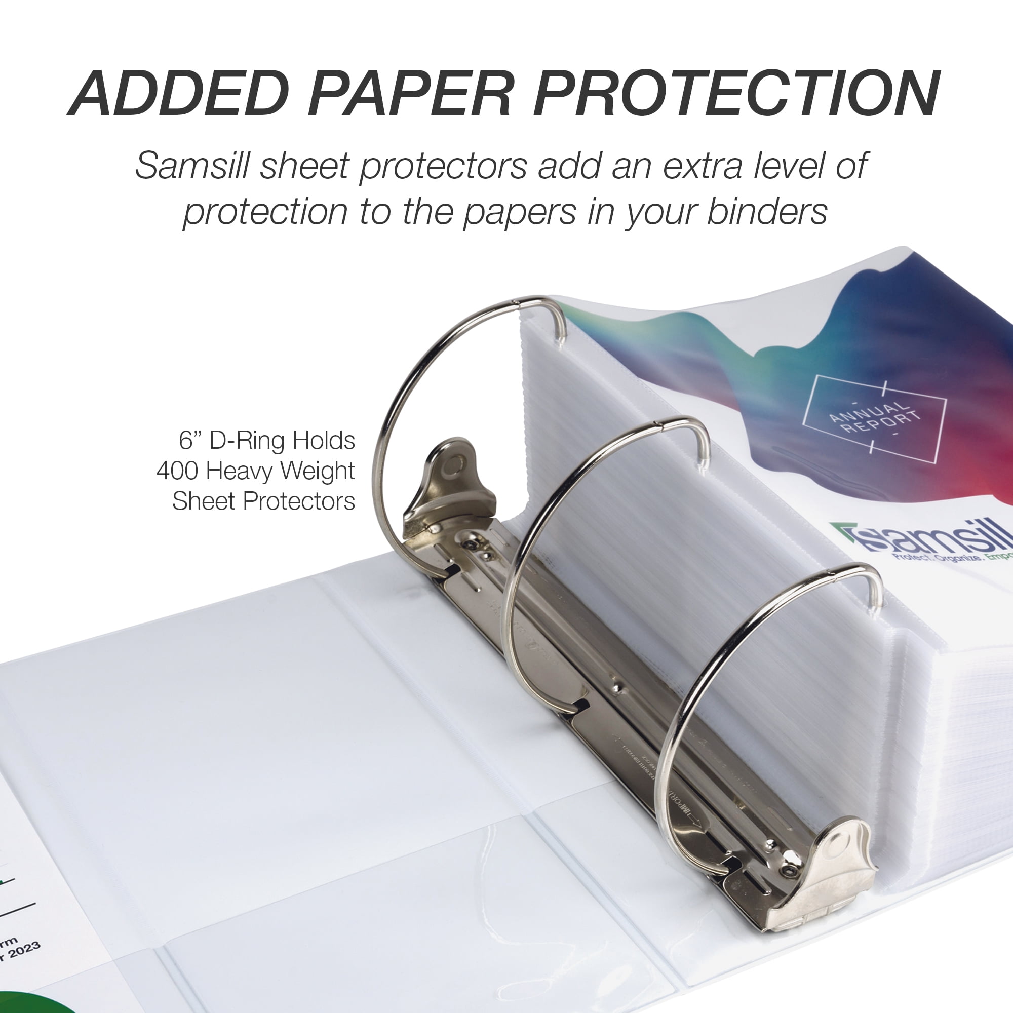 Samsill Durable 6" Locking D-Ring View Binder, White