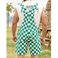 thumbnail image 2 of Shorts Overalls for Men Checkered Rompers Work Jumpsuits Stretchy Bibs Coveralls, 2 of 8