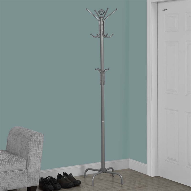 Coat Rack 70"H / Silver Metal