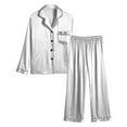 thumbnail image 3 of CLOISE Loungewear Sets Womens Two-Piece Cozy Silk Satin Long Sleeve Sleepwear Tops and Comfy Lounge Pants with Pockets Pjs Sets Comfort Button Up Solid Fashion Pjs, 3 of 7