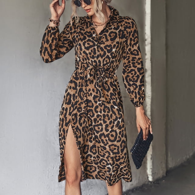 Vestido De Moda Para Mujer, Vestido Con Abertura Lateral Cómodo Y Encantador Con Lazo En La Cintura Para El Trabajo Para Citas ANGGREK IB1711