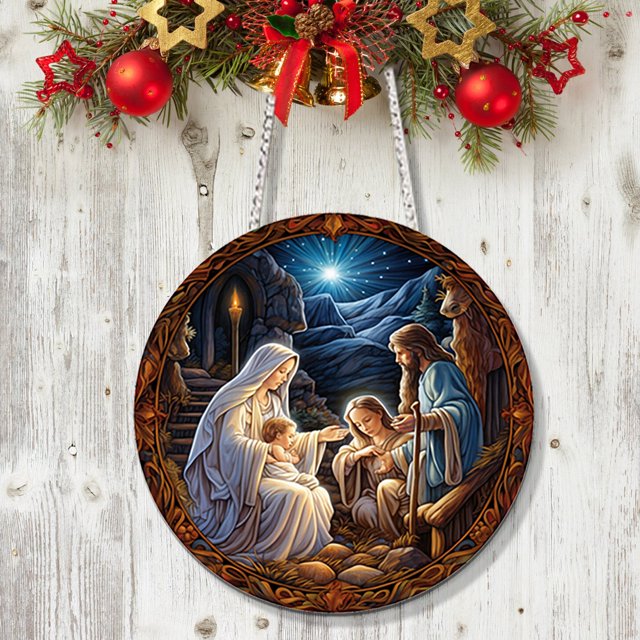 Fiudx Ofertas relámpago Letrero colgante de Navidad acrílico redondo para colgar en la pared, decoración festiva para la natividad