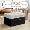 thumbnail image 3 of Ornavo Home Foldable Collapsible Large Storage Box Bins Linen Fabric Shelf Basket Cube Organizer with Leather Handles and Lid - Set of 3 - 15 x 10 x 9, 3 of 5