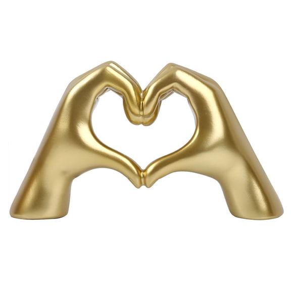 LQCrafK Gold Heart Hands Sculpture Decor, Resin Golden Modern Abstract Love Finger Statue, Gold Hand Model Decoration for Home Living Room Bedroom Bookshelf Shelves Wedding Office Desk Table - Gold