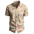 thumbnail image 5 of Zylanna Men's Button Down Shirts, Casual Short Sleeve Turn Down Collar Hawaii Print Fashion Tops for Men Khaki, 5 of 5