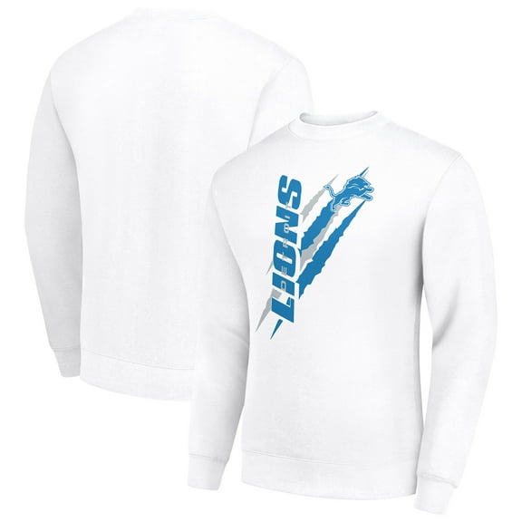 Men's Starter White Detroit Lions Color Scratch Team Graphic Fleece Pullover Sweatshirt
