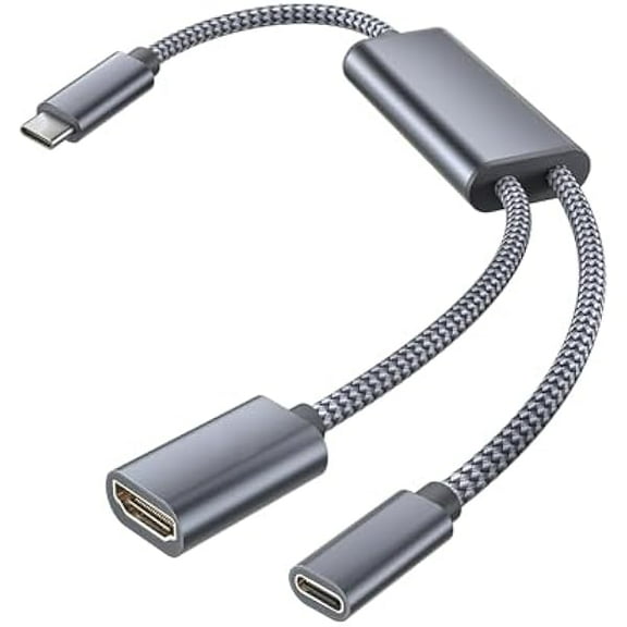 ZLC USB C to HDMI Adapter with 100W PD Charger Port,2-in-1 Type C to 4K MHL HDMI Female Converter,Thunderbolt 3 for iPhone 15 Pro Max Plus,MacBook,ipad Air 5 mini 6,Galaxy,Steam Deck