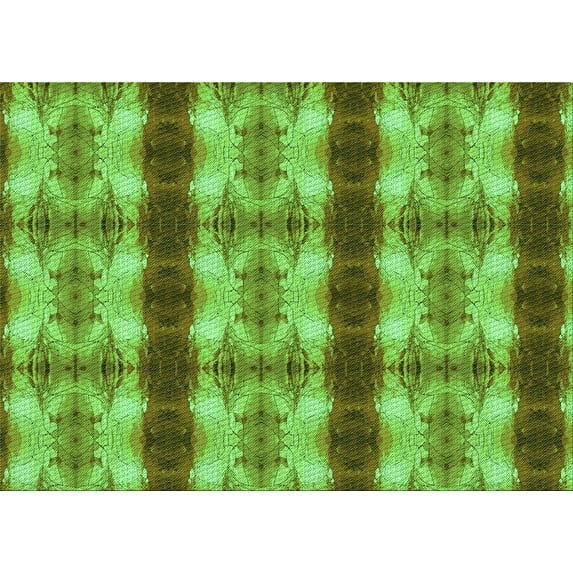 Ahgly Company Machine Washable Indoor Rectangle Transitional Green Area Rugs, 4' x 6'