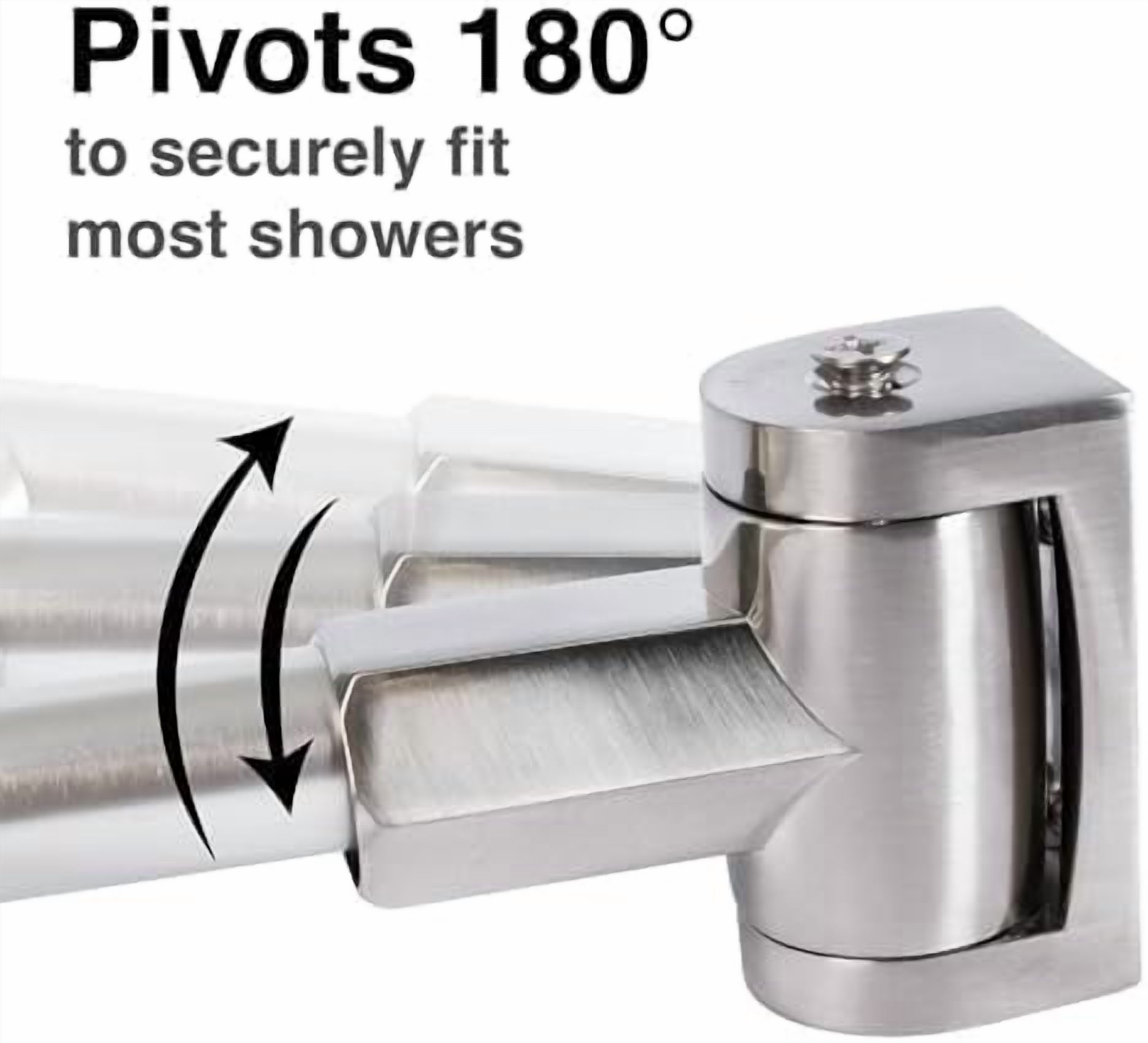 Double Curved Shower Rod, Metal Construction, Adjustable Between 44 to 70 Inches, Aluminum Rods and Zinc Mounting Hardware, Quality Modern Bathware, Brushed Nickel Finish