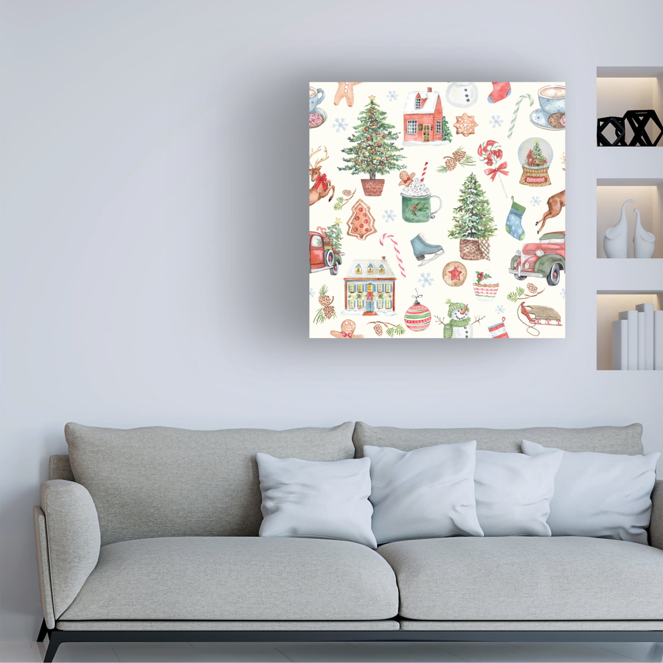 Canvas Wall Art - Jean Plout 'Holiday Memories A' Wall Art for Living Room, Bedroom, or Office Décor by Trademark Fine Art - 14 x 14 Inches