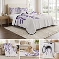 thumbnail image 6 of Twin XL Quilt Set 68''x98'', Purple Ombre Botanical Lightweight Bedspread Coverlet Set with 2 Pillow Shams, Watercolor Pastoral Leaf Farmhouse Breathable All Season Quilt Bedding for Dorm/Guest Room, 6 of 9