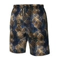 thumbnail image 6 of Uemuo Watercolor Snake Skin Pattern Men's Swim Trunks Hawaiian Beach Bathing Suit Swimsuits Beach Quick-Dry Shorts with Pockets-Large, 6 of 9