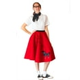 thumbnail image 3 of Hip Hop 50's Shop 1950s Adult 4 Piece Poodle Skirt Costume Outfit for Women with Accessories (glasses, socks, scarf) (Medium/Large Red Polka Dot), 3 of 8