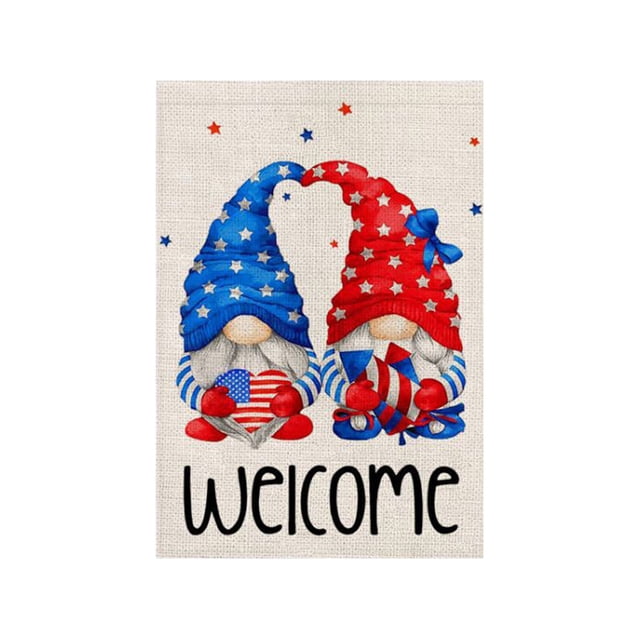 Drapeau de Jardin Double Face pour la Fête de l'Indépendance avec Matériau en Lin Durable, Design Classique et Impression Réversible pour Cour Extérieure, Porche, Patio 18x12 Po
