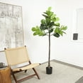 thumbnail image 2 of DecMode 74" Artificial Fiddle Leaf Tree in Realistic Leaves, 2 of 12