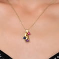 thumbnail image 3 of 18K Yellow Gold Plated Silver Pink Created Sapphire and Blue Created Sapphire and Purple Amethyst Pendant for Women (1.52 Cttw, Gemstone September Birthstone, Heart Shape 5MM, 18 inch Chain), 3 of 6