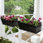 Mainstays Black Metal Balcony Planters Set Of Two Walmart Com