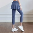 thumbnail image 5 of Fulijie Women Skirted Legging Pleated Skirt Capris Leggings Athletic Workout Running Yoga Pants, Blue Yoga Pants, Nylon,Spandex Lounge Pants Women, Yoga Pants with Pockets for Women, 5 of 6