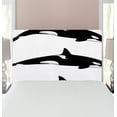 thumbnail image 1 of Sea Animals Headboard, 3 Orca Killer Whales in Different Illustration Black and White Style, Upholstered Decorative Metal Bed Headboard with Memory Foam, Twin Size, Black and White, by Ambesonne, 1 of 4