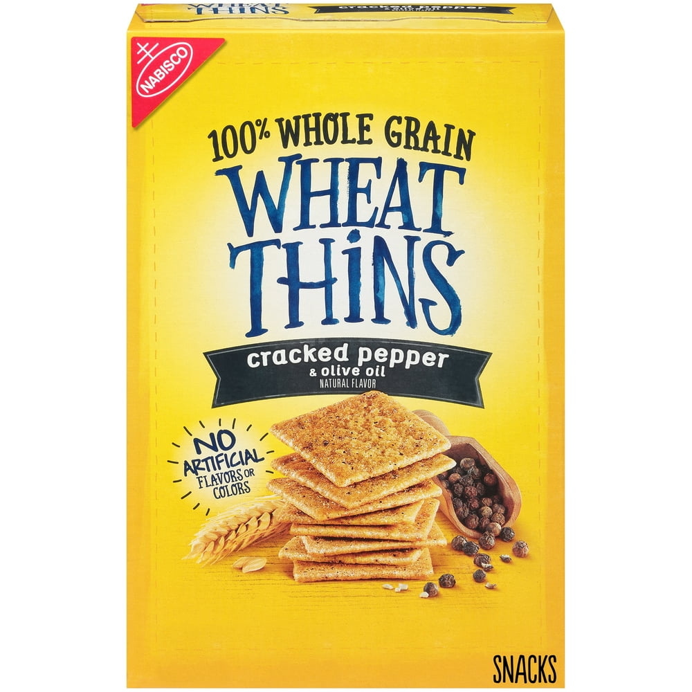 Wheat Thins Crackers, Cracked Pepper & Olive Oil Flavor, 1 Box (9 oz