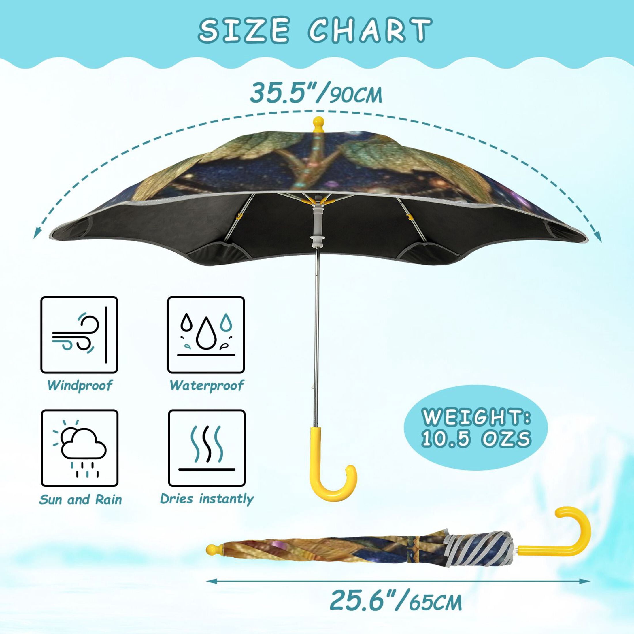 BZSMCE Folding Umbrellas Rain & UV Protection Windproof In Celestial Gilded Sunflower Pattern