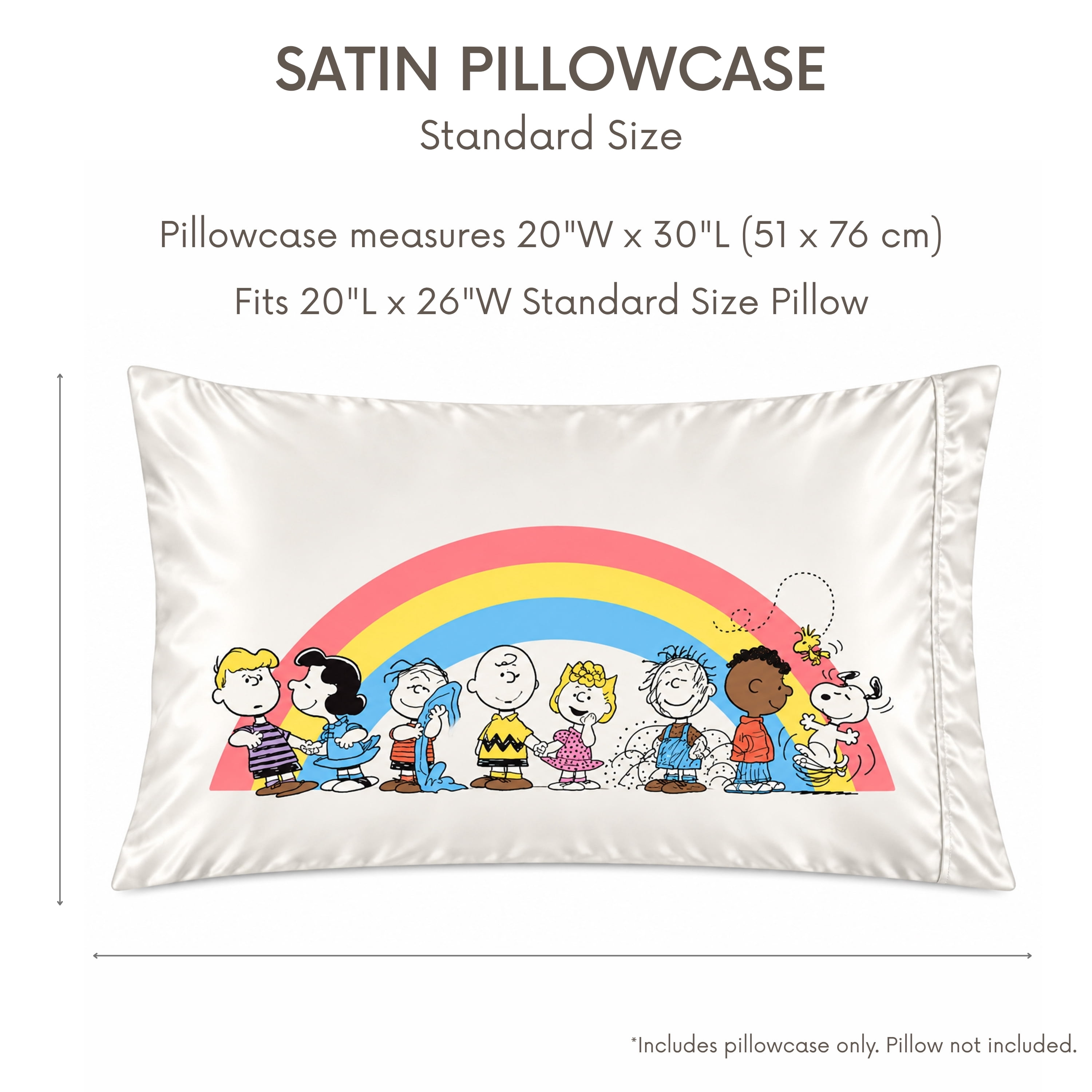 Peanuts Snoopy Reversible Silky Satin Pillowcase, Standard Size, 1-Pack