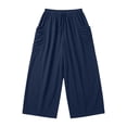 thumbnail image 6 of JUSLIO Women Pants Linen Pleated Loose Casual Drawstring Stretchy with Pockets Straight Pants, 6 of 6