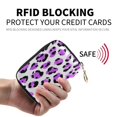 thumbnail image 2 of PU Leather Zipper Card Case Credit Card Holder Small Wallets Neon Purple Leopard Print, 2 of 7